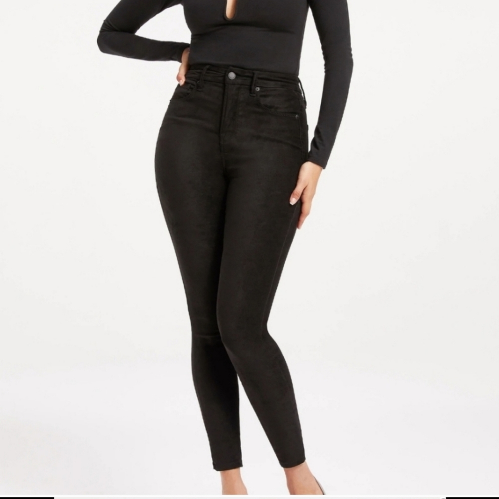 NWT Good America Good Legs Black Velour High Rise Skinny Leg Pants Sz 10/30